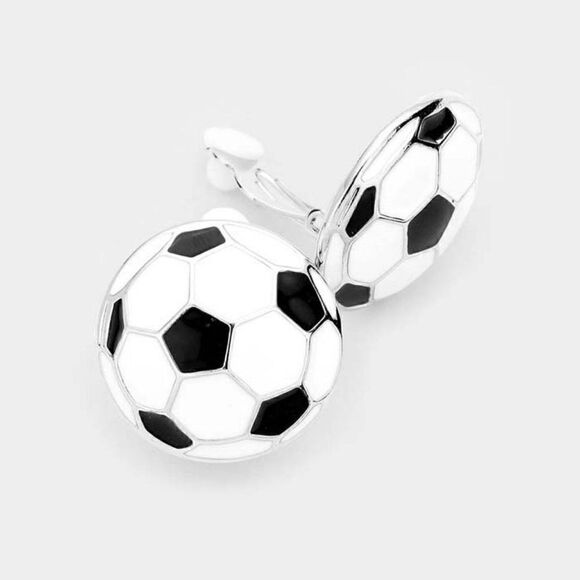 Soccer Ball Clip On Earrings NWT - Picture 1 of 5
